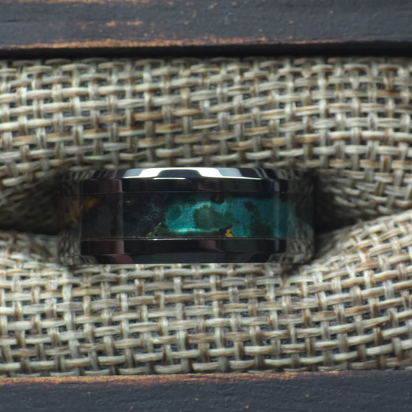 Mystic Topaz Patinated Copper Black Ceramic Ring Copperbeard Jewelry