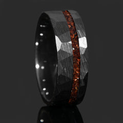 Red Tigers Eye Faceted Offset Black Ceramic Ring Copperbeard Jewelry