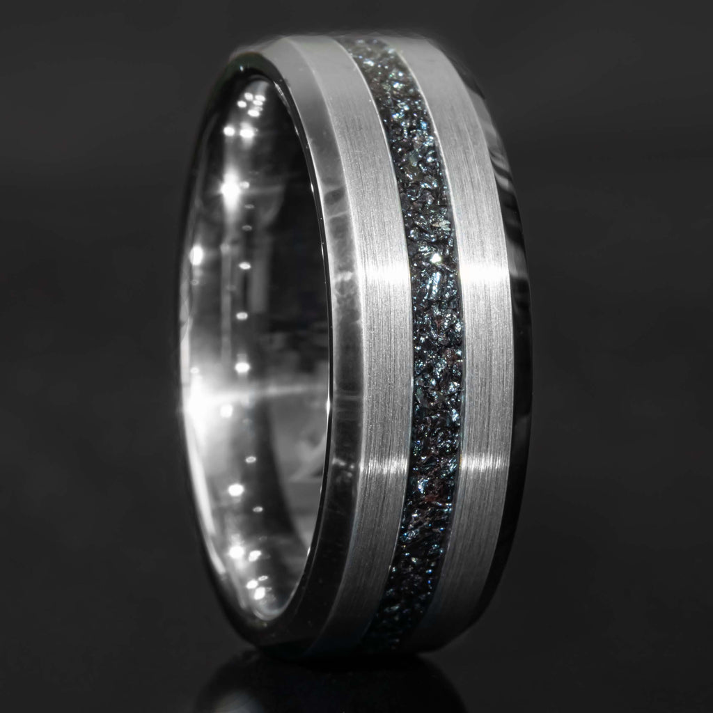 Tungsten Specularite Hematite Thin Center Line Ring Copperbeard Jewelry