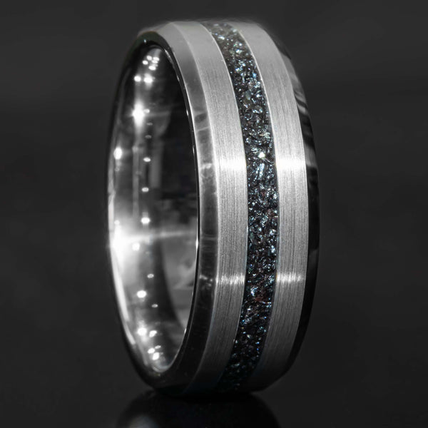 Tungsten Specularite Hematite Thin Center Line Ring Copperbeard Jewelry