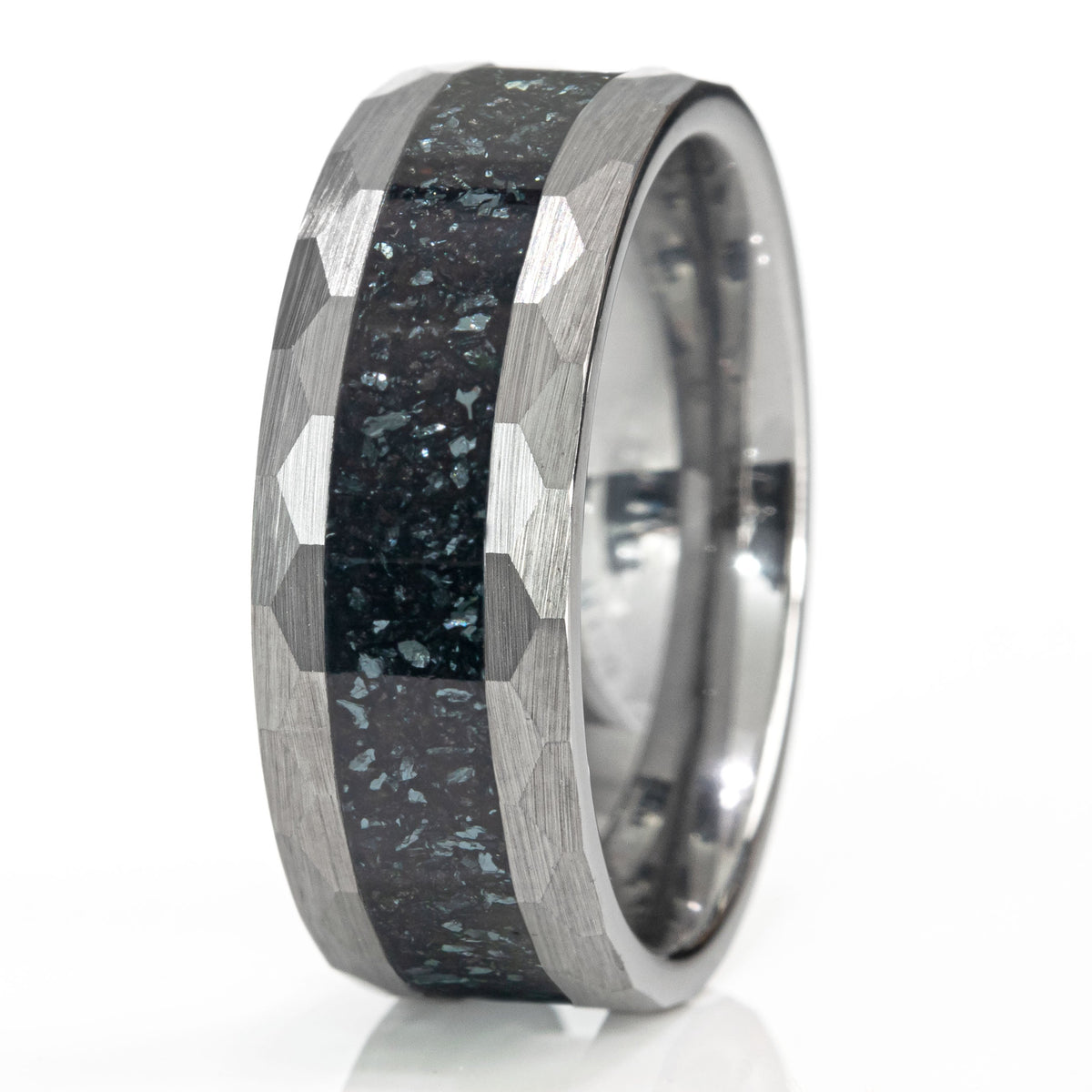 Tungsten Specularite Hematite Thin Center Line Ring Copperbeard Jewelry Main image