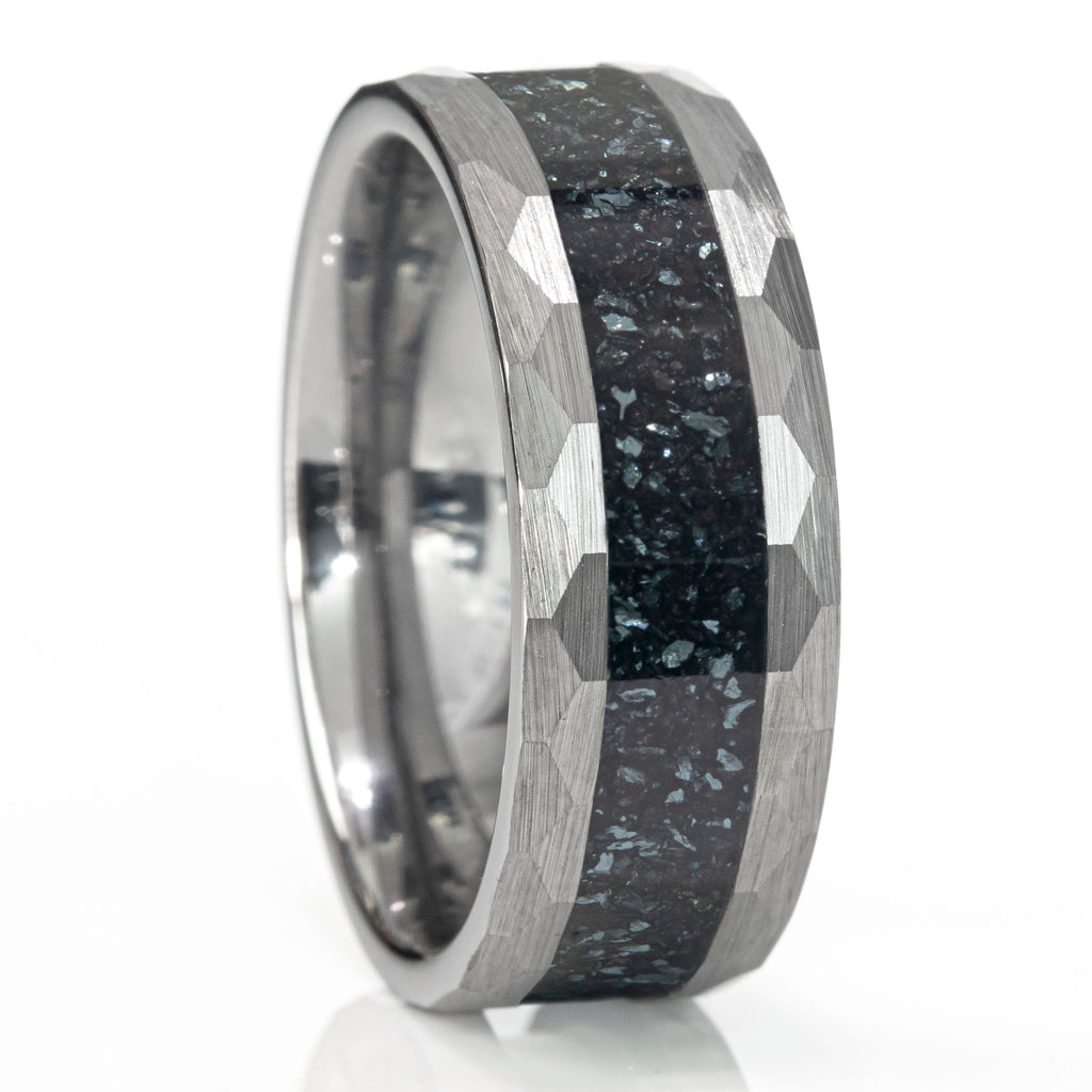 Tungsten Specularite Hematite Thin Center Line Ring Copperbeard Jewelry