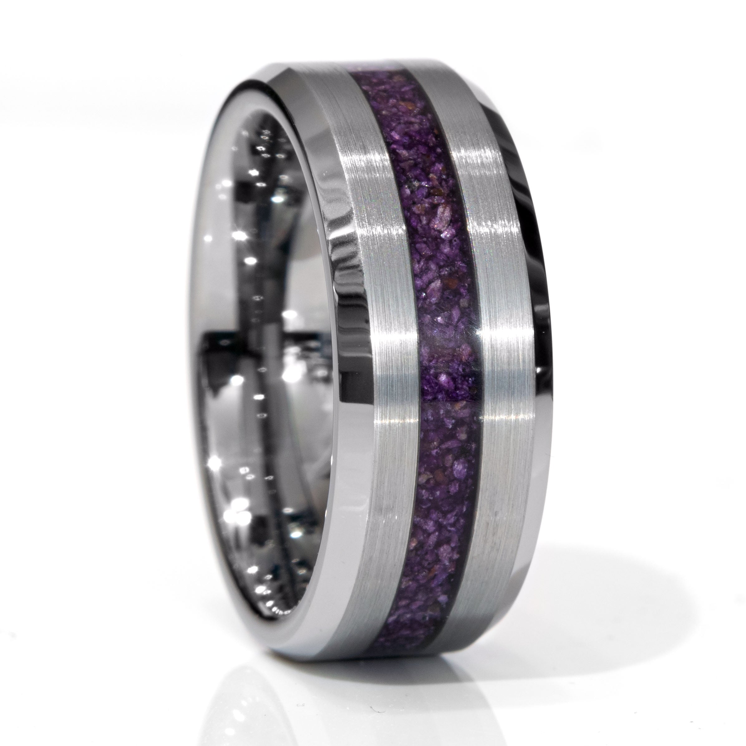 Purple Stichtite Tungsten Thin Center Line Ring Secondary image