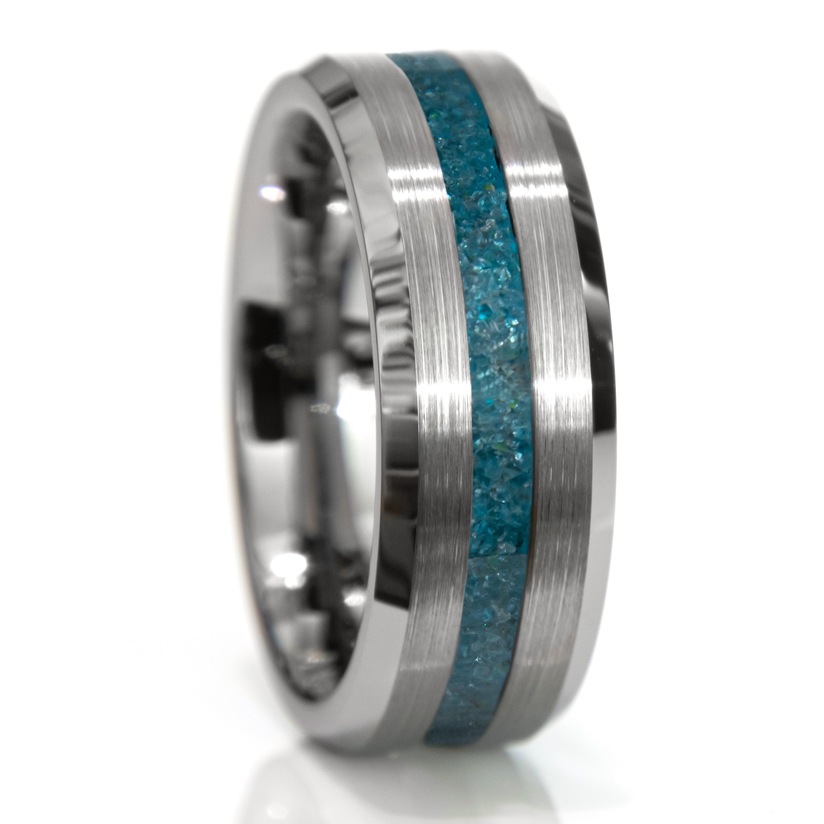 Blue Apatite Tungsten Center Line Ring Secondary image