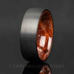 Black Tungsten Ring With Rosewood Interior Copperbeard Jewelry