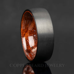 Black Tungsten Ring With Rosewood Interior Copperbeard Jewelry