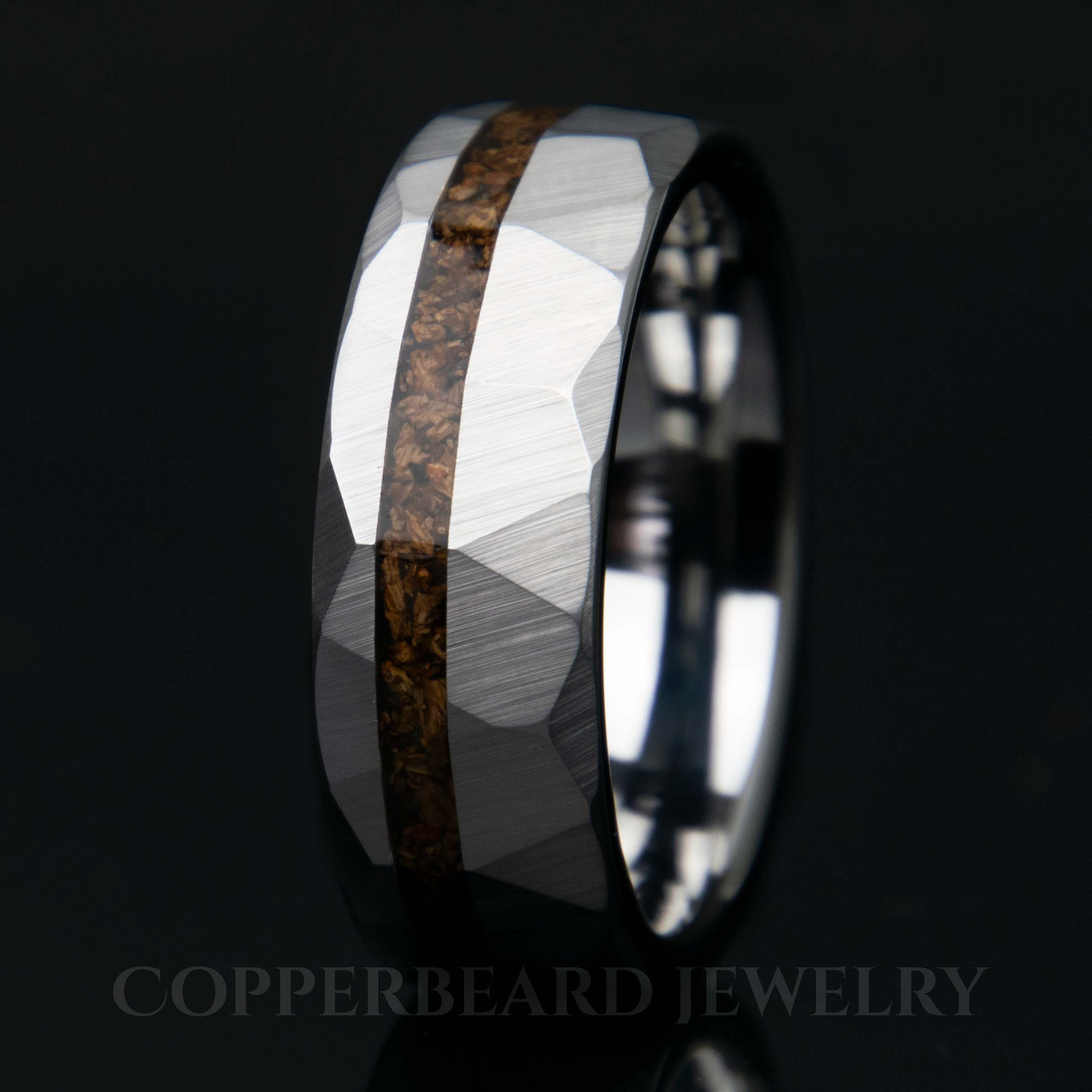Dinosaur Bone Faceted Tungsten Offset Ring Secondary image