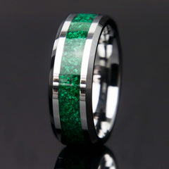 Malachite Tungsten Ring Copperbeard Jewelry