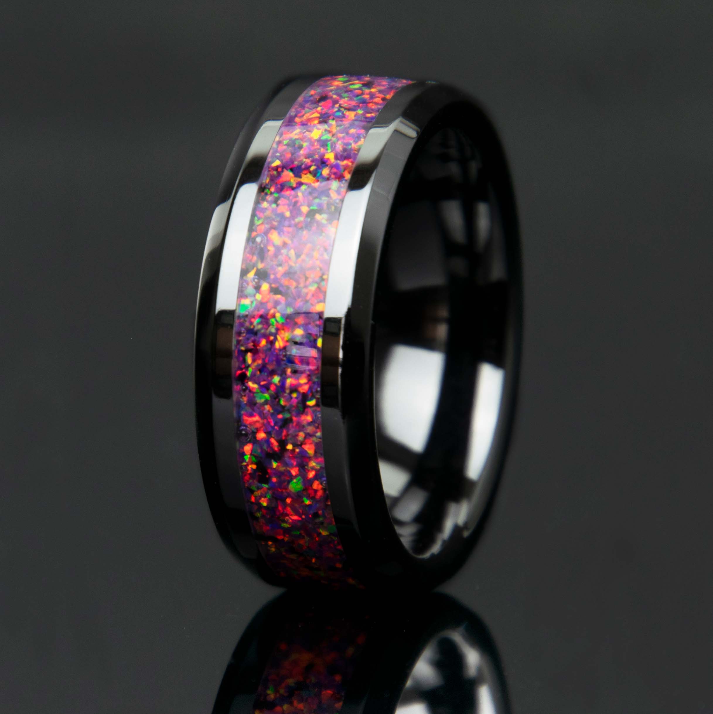 Purple Opal Ring With Black Ceramic Band Secondary image