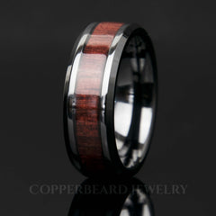 Purpleheart Wood Ring With Black Ceramic Band Copperbeard Jewelry