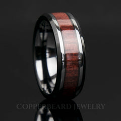 Purpleheart Wood Ring With Black Ceramic Band Copperbeard Jewelry