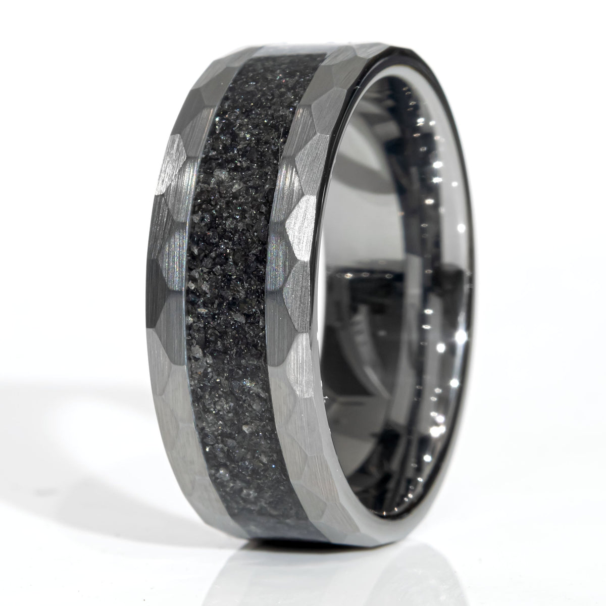 Clearance Black Diamond Tungsten Faceted Sides Ring Size 10 - 8mm Width Copperbeard Jewelry Main image