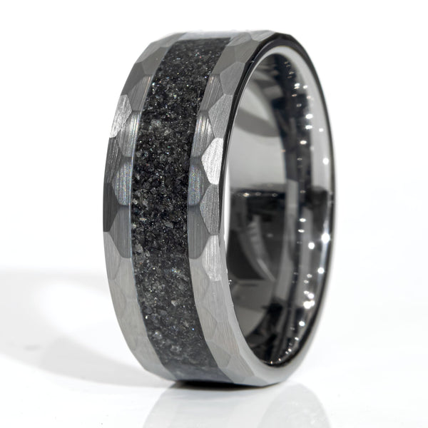 Clearance Black Diamond Tungsten Faceted Sides Ring Size 10 - 8mm Width Copperbeard Jewelry