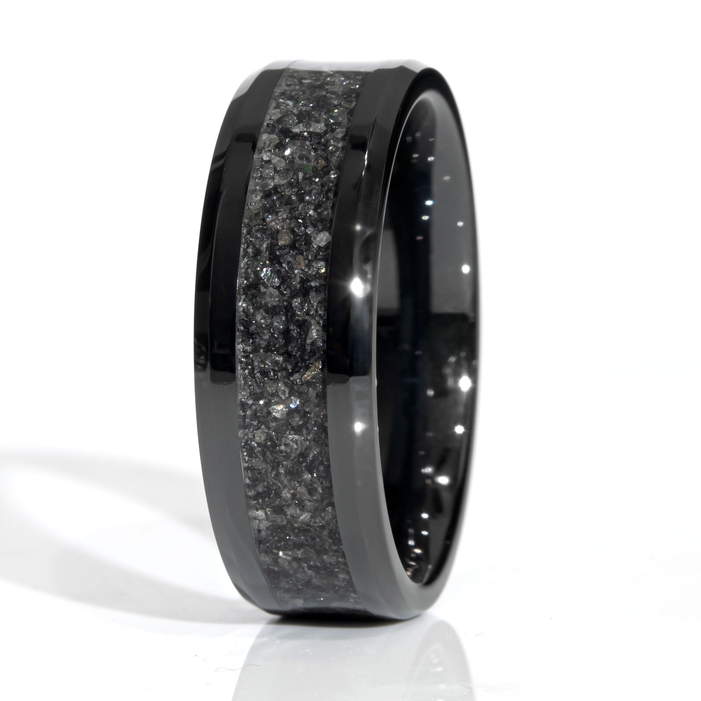 Clearance Blue Goldstone Black Ceramic Center Line Ring Size 10.5 - 8mm Width Copperbeard Jewelry