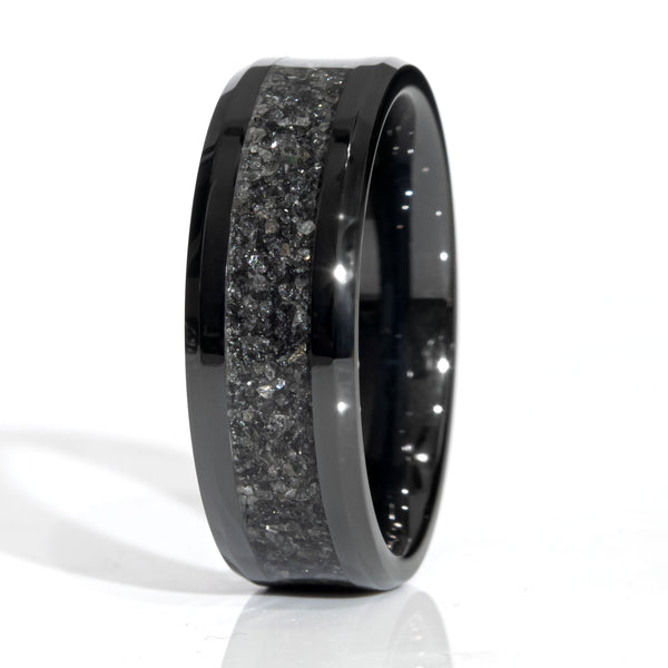 Clearance Blue Goldstone Black Ceramic Center Line Ring Size 10.5 - 8mm Width Copperbeard Jewelry