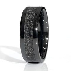 Clearance Blue Goldstone Black Ceramic Center Line Ring Size 10.5 - 8mm Width Copperbeard Jewelry