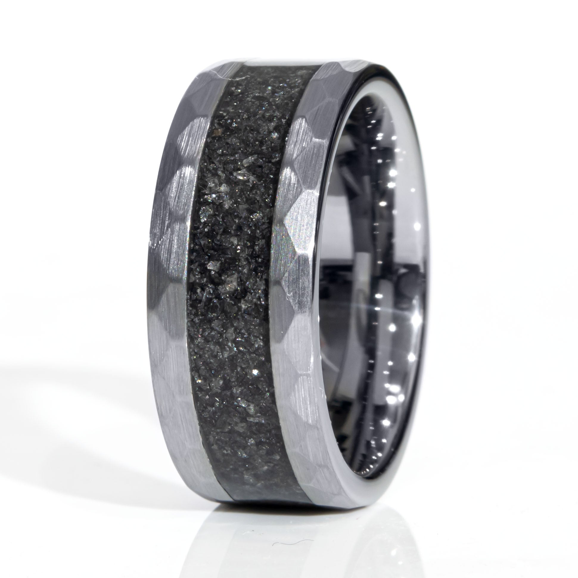 Clearance Black Diamonds Tungsten Faceted Edges Ring Size 7.5 - 8mm Width Copperbeard Jewelry