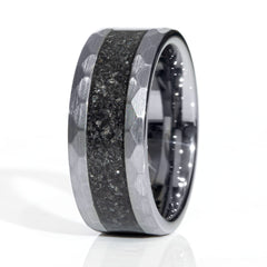 Clearance Black Diamonds Tungsten Faceted Edges Ring Size 7.5 - 8mm Width Copperbeard Jewelry