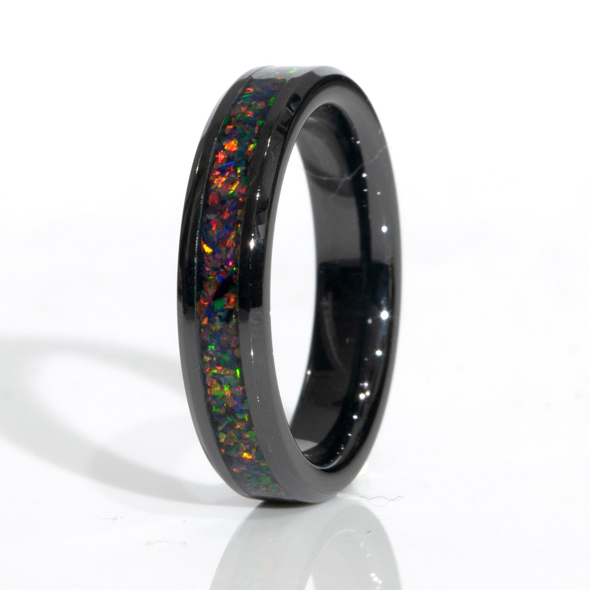 Clearance Black Fire Opal Black Ceramic Size 5 - 4mm Width Copperbeard Jewelry Main image