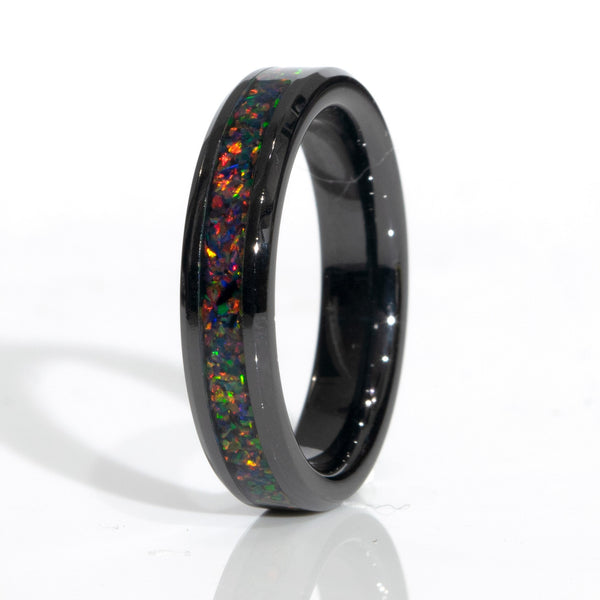 Clearance Black Fire Opal Black Ceramic Size 5 - 4mm Width Copperbeard Jewelry
