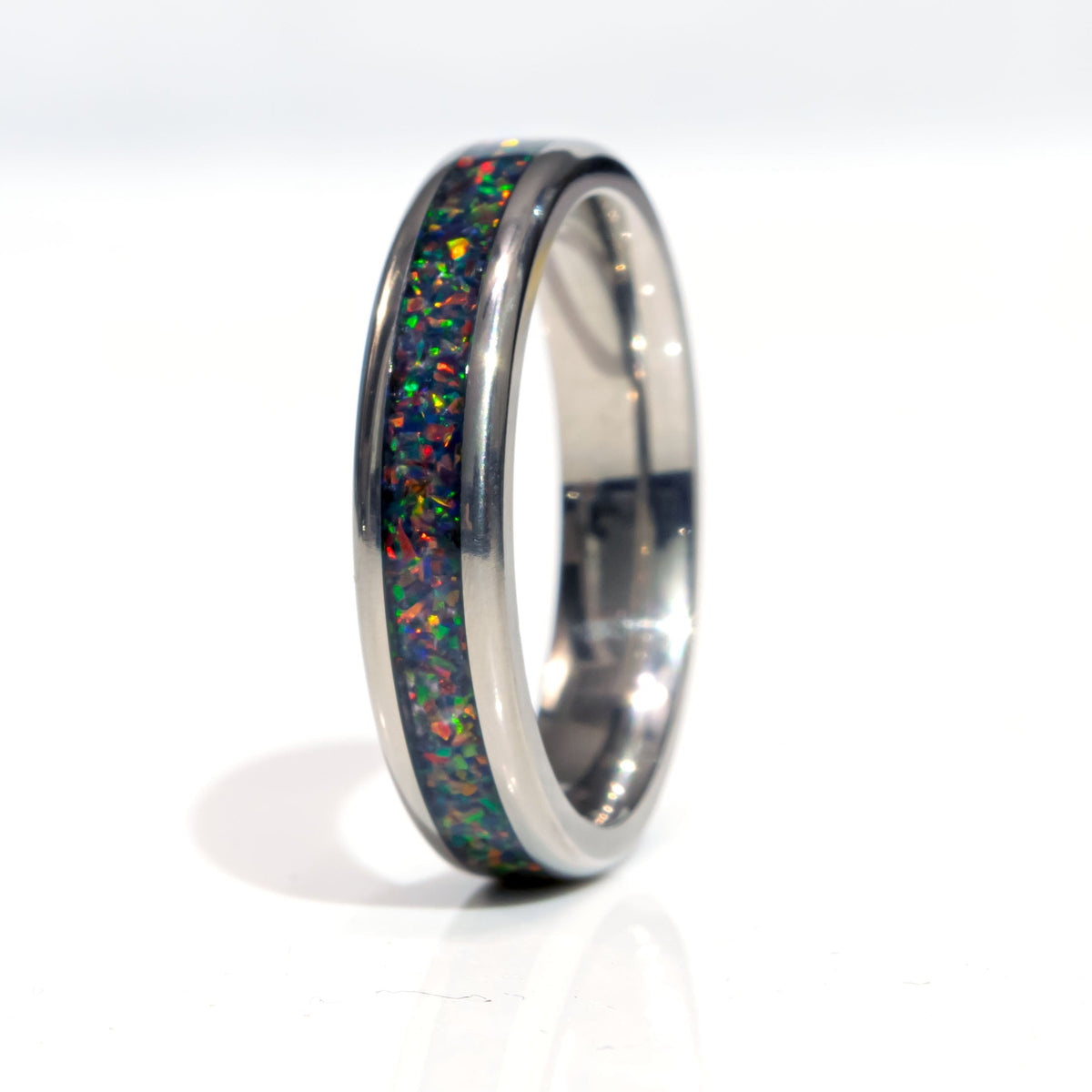 Clearance Fire Burl Dichrolam Titanium Ring Size 12.5 - 8mm Width Copperbeard Jewelry Main image