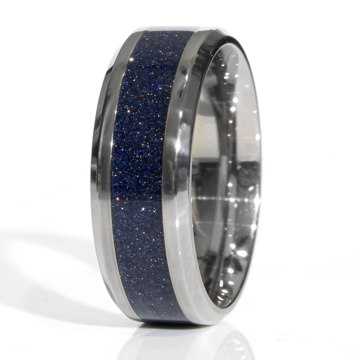 Clearance Blue Goldstone Titanium Ring Size 10 - 8mm Width Copperbeard Jewelry Main image