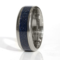 Clearance Blue Goldstone Titanium Ring Size 9 - 8mm Width Copperbeard Jewelry