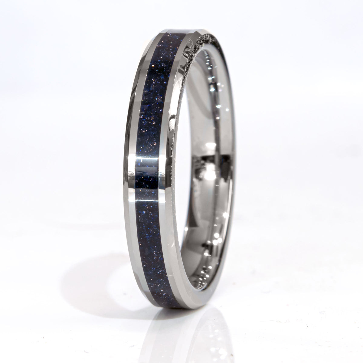 Clearance Blue Goldstone Tungsten Bevel Size 11 - 4mm Width Copperbeard Jewelry Main image