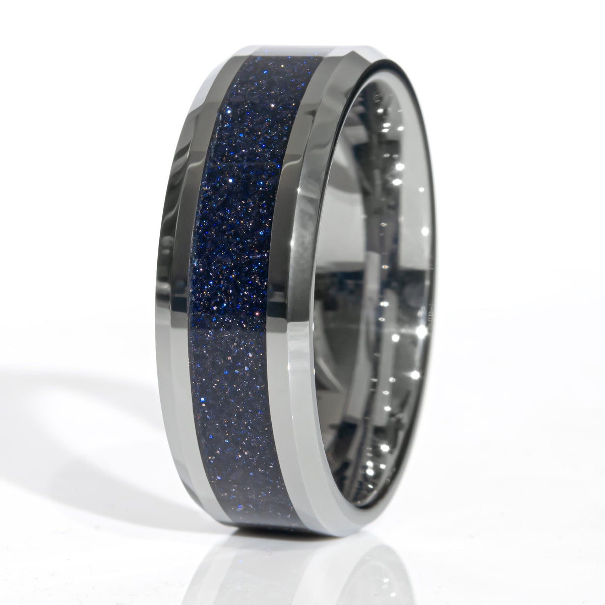 Clearance Blue Goldstone Tungsten Ring Size 11.5 - 8mm Width Copperbeard Jewelry Main image
