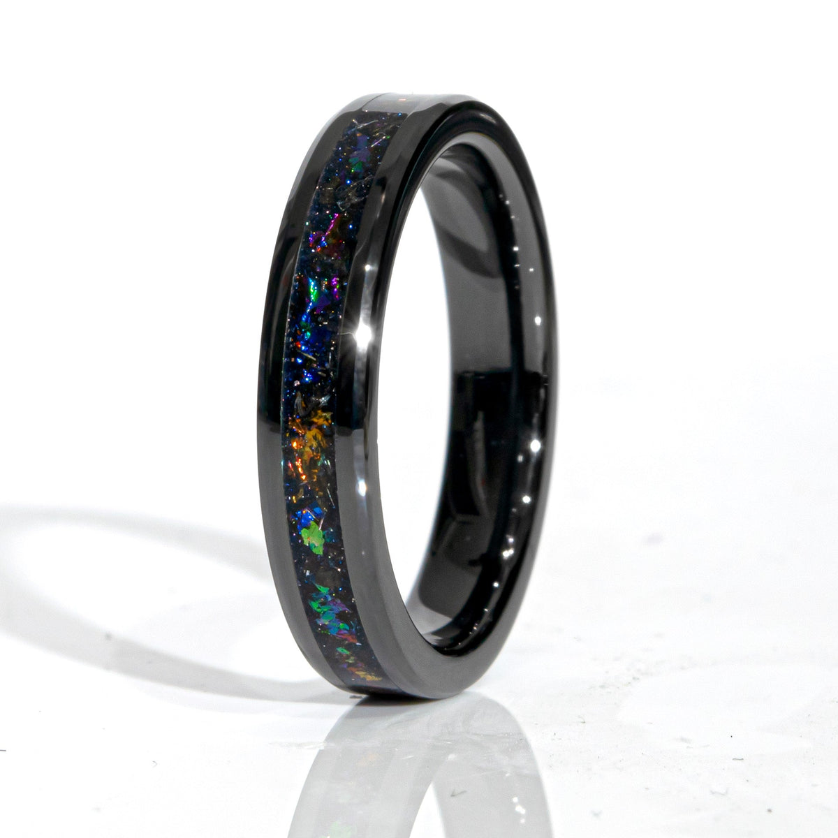 Clearance Colorful Galaxy Black Ceramic Ring Size 7.5 - 4mm Width Copperbeard Jewelry Main image
