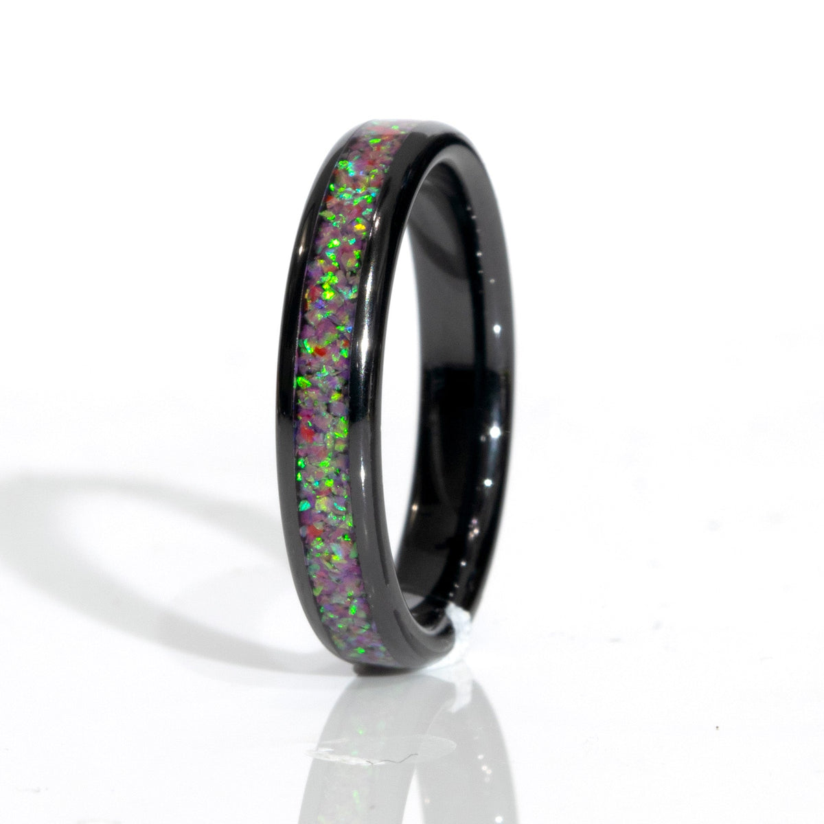 Clearance Deep Sea Opal Black Ceramic Domed Ring Size 6.5 - 4mm Width Copperbeard Jewelry Main image