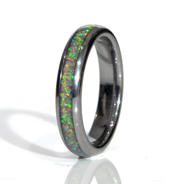 Clearance Deep Sea Opal Tungsten Domed Ring Size 6.5 - 4mm Width Copperbeard Jewelry