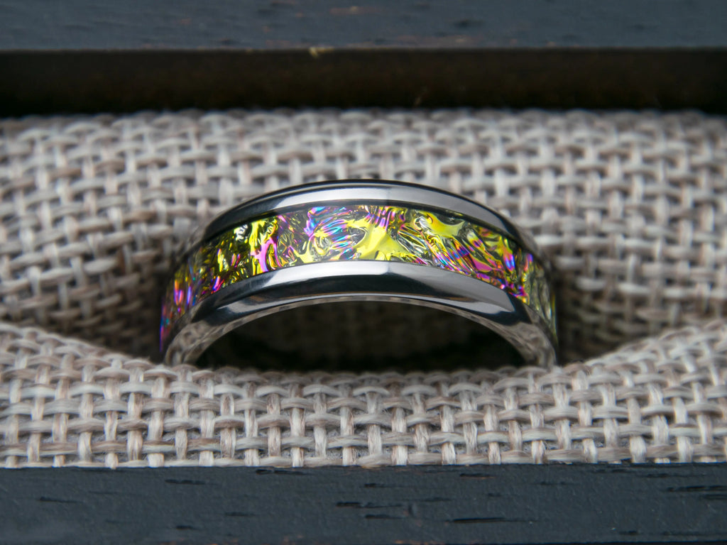Dichrolam Titanium Burl Titanium Ring Copperbeard Jewelry