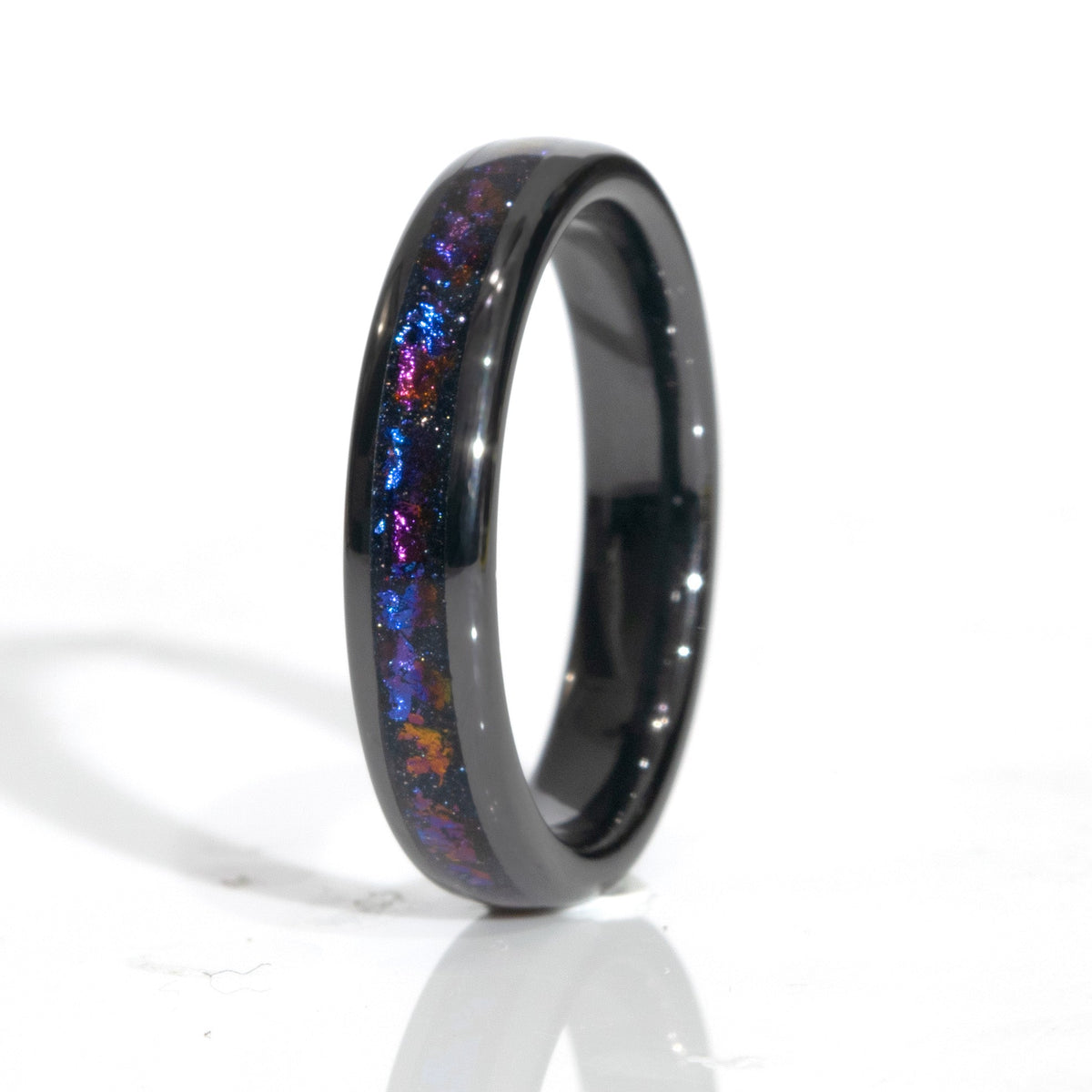Clearance Galaxy Black Ceramic Ring Domed Size 7 - 4mm Width Copperbeard Jewelry Main image
