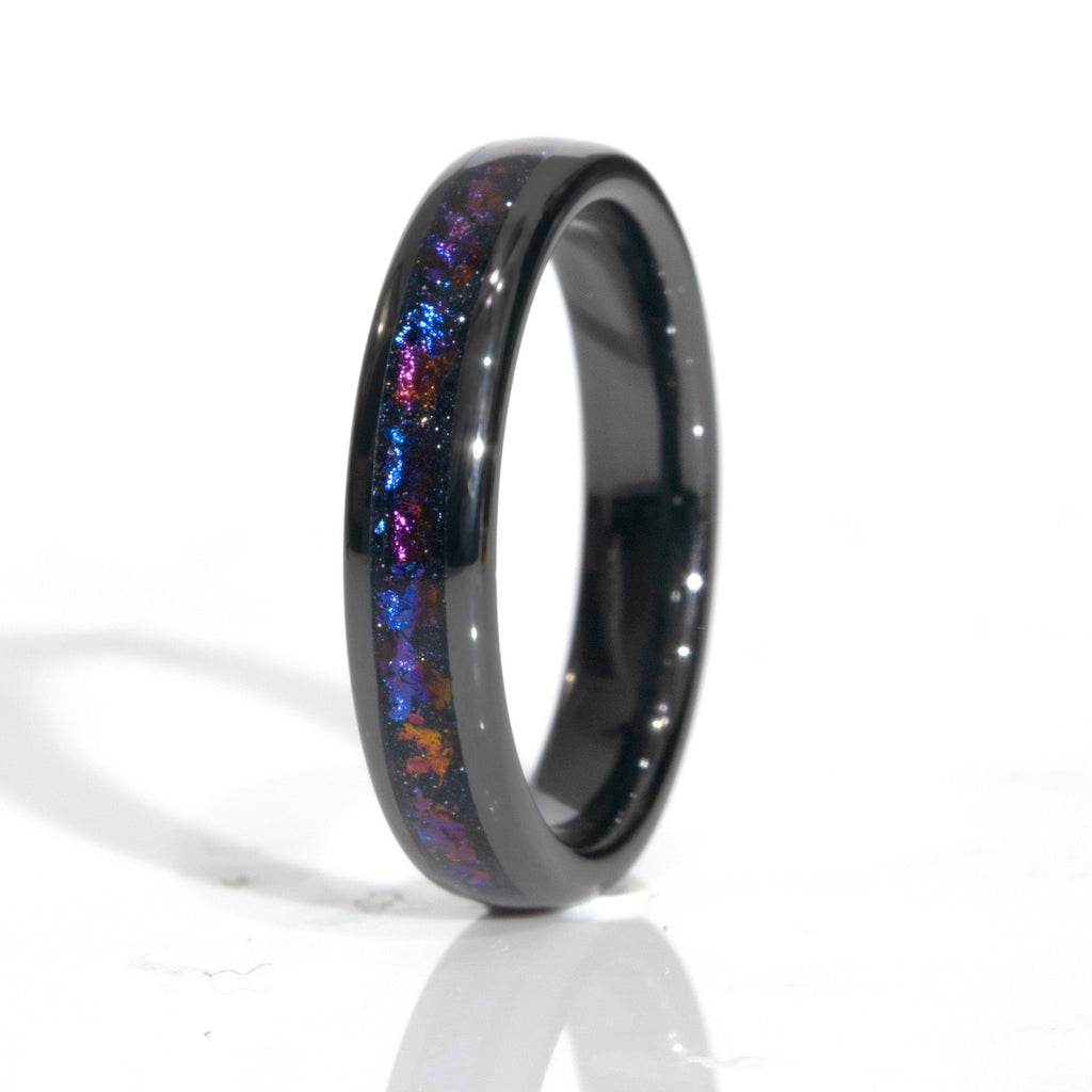 Clearance Galaxy Black Ceramic Ring Domed Size 7 - 4mm Width Copperbeard Jewelry