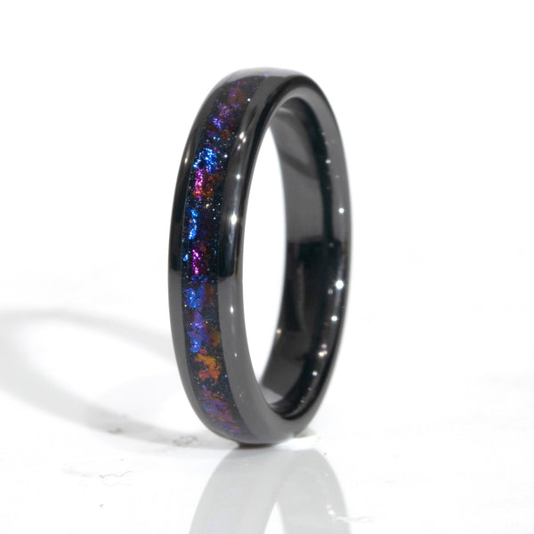 Clearance Galaxy Black Ceramic Ring Domed Size 7 - 4mm Width Copperbeard Jewelry