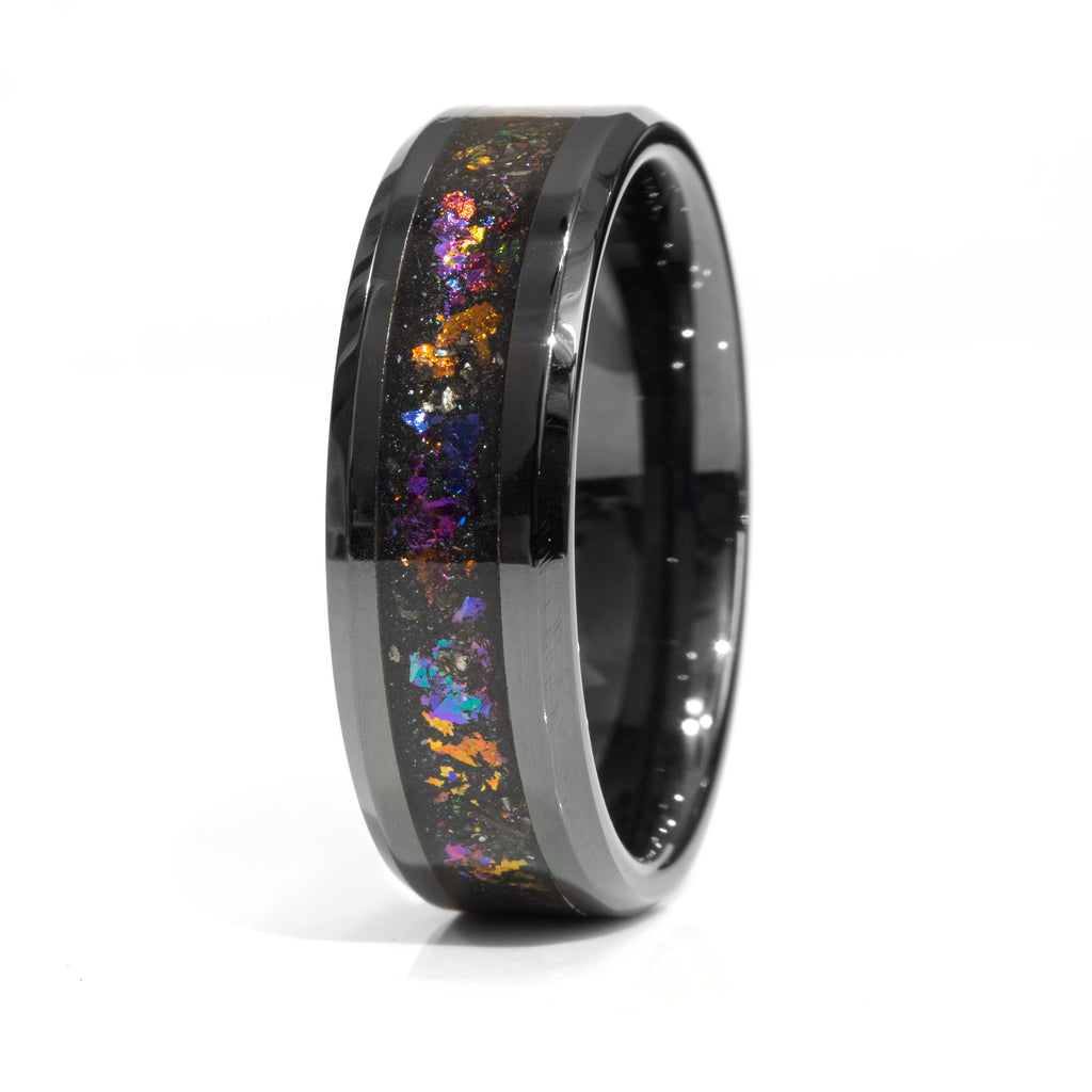Clearance Galaxy Multi Color Black Ceramic Size 8 - 4mm width Copperbeard Jewelry