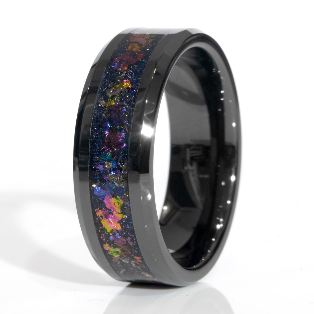 Clearance Galaxy Flare Black Ceramic Size 12 - 8mm Width Copperbeard Jewelry