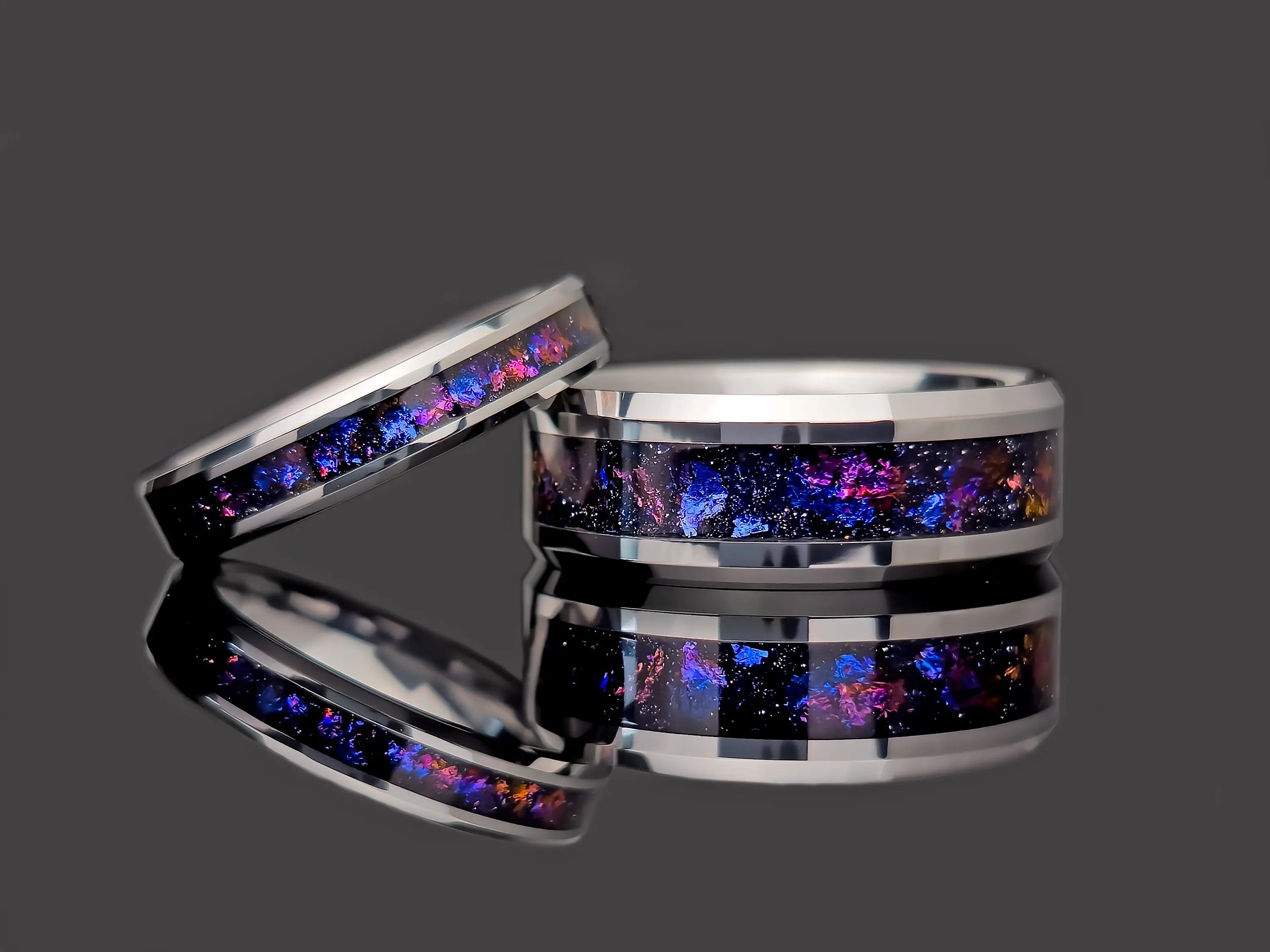 His and Hers Tungsten Galaxy Wedding Ring Set Secondary image