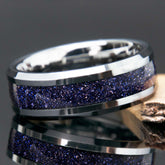 Blue Sandstone Starry Night Ring With Titanium Band
