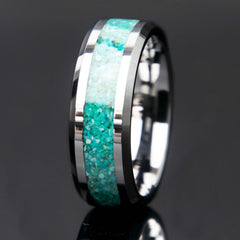 Turquoise Mens Tungsten Ring - Copperbeard Jewelry