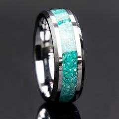 Turquoise Mens Tungsten Ring - Copperbeard Jewelry