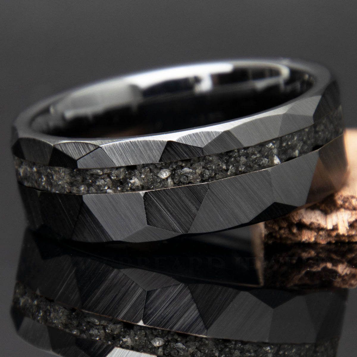 Black Diamonds Men's Wedding Band Faceted Black Ceramic Copperbeard Jewelry Main image