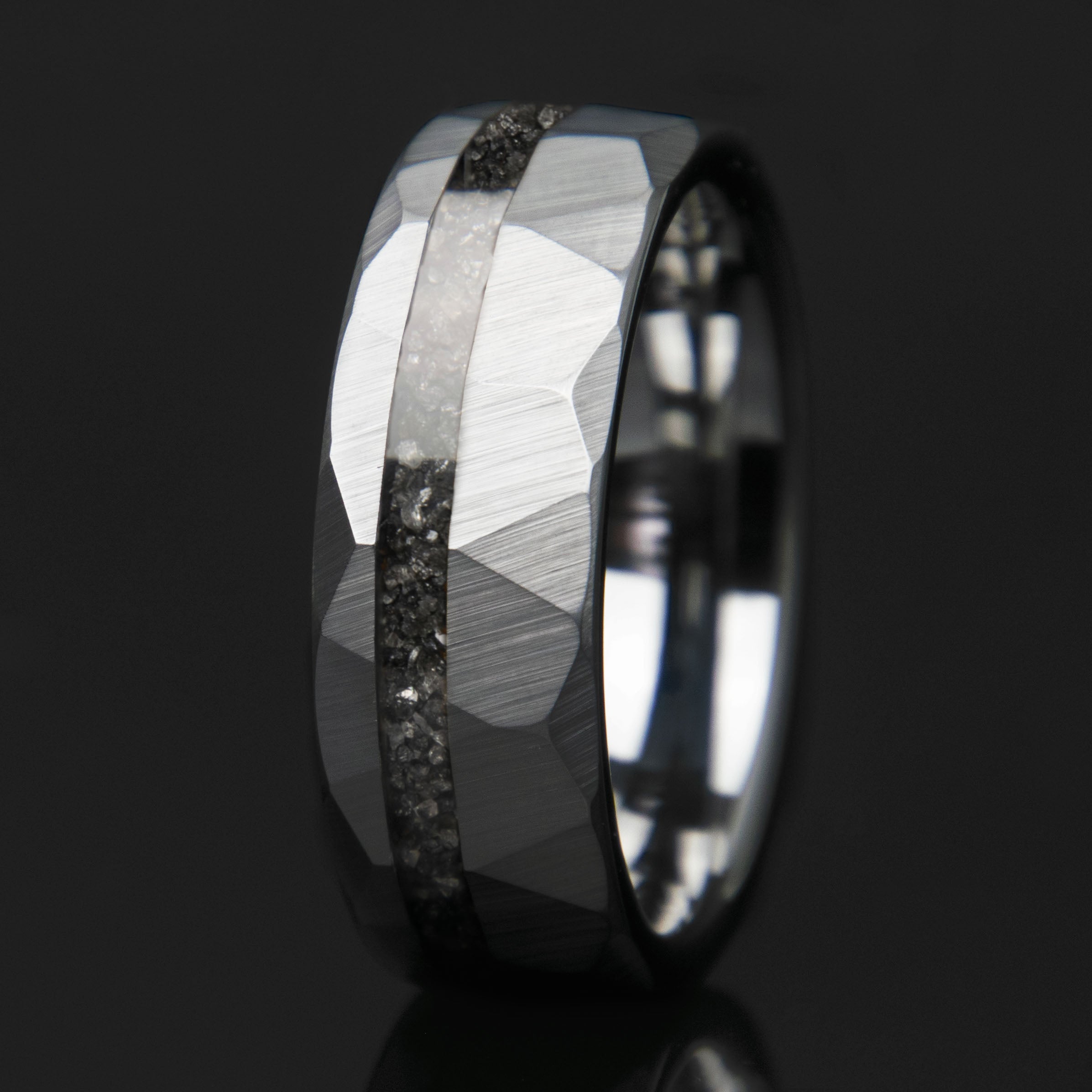 Black Diamonds Men's Wedding Band Faceted Tungsten Secondary image
