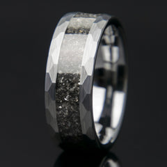 Black Diamonds Hammered Tungsten Men's Ring Copperbeard Jewelry