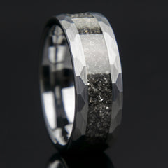 Black Diamonds Hammered Tungsten Men's Ring Copperbeard Jewelry