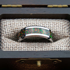 Black Fire Opal Tungsten Men's Ring 8mm Copperbeard Jewelry
