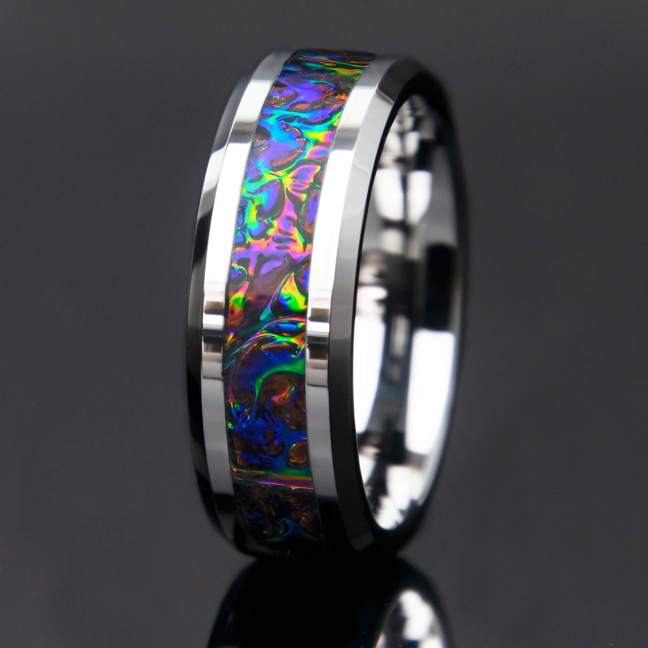 Dichrolam Fire Burl Tungsten Ring Mens Secondary image
