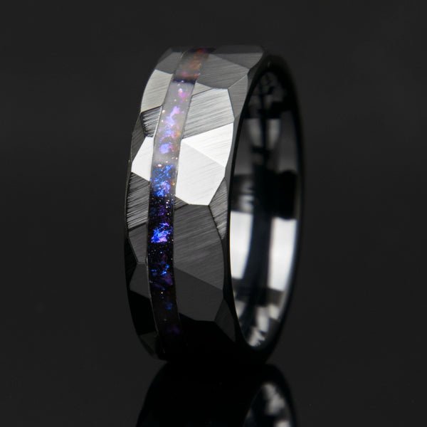 Moss Agate Faceted Offset Black Ceramic Ring Copperbeard Jewelry