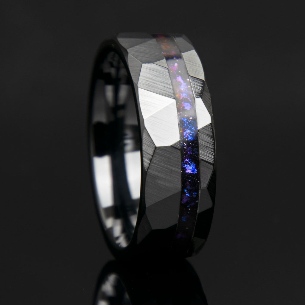 Moss Agate Faceted Offset Black Ceramic Ring Copperbeard Jewelry